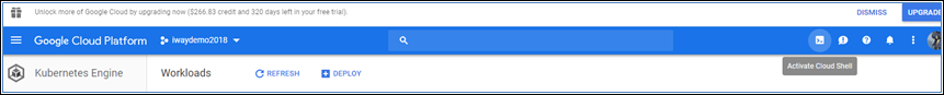 Activate Cloud Shell button